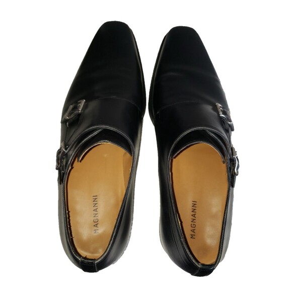 EUC Magnanni Men\'s Black Leather Double Monk Strap Loafer Dress Shoes Size 11 M main image 10
